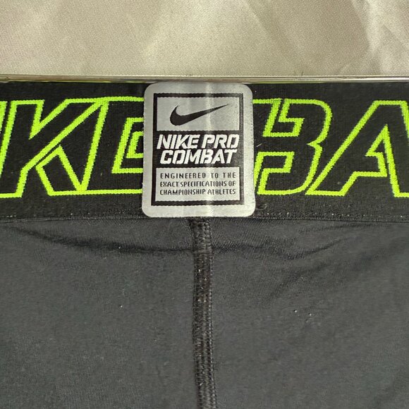 Nike Pro Combat Hyperwarm Compression Tights M Black Neon Green - Picture 4 of 6